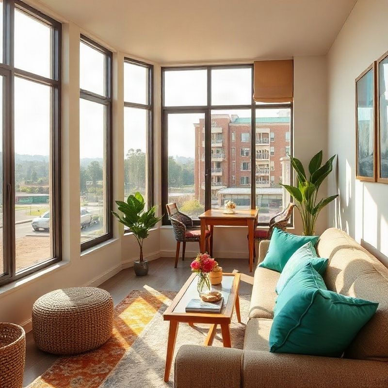 Bright interior of a furnished rental apartment near Eldoret town centre